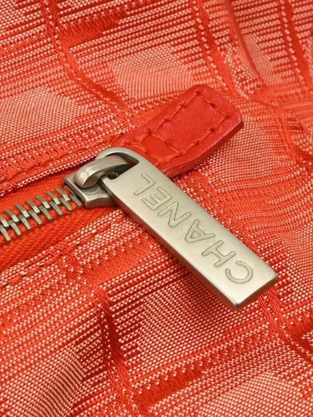 Chanel Red Jacquard Nylon Travel Line Tote Handbag 188853